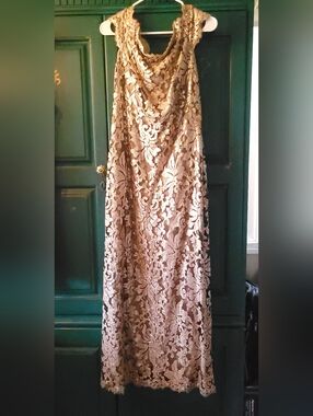 Tadashi Shoji | Dresses | Tadashi Shoji Rose Gold Sequin Lace Floral  Evening Cocktail Dress 4 Romantic | Poshmark